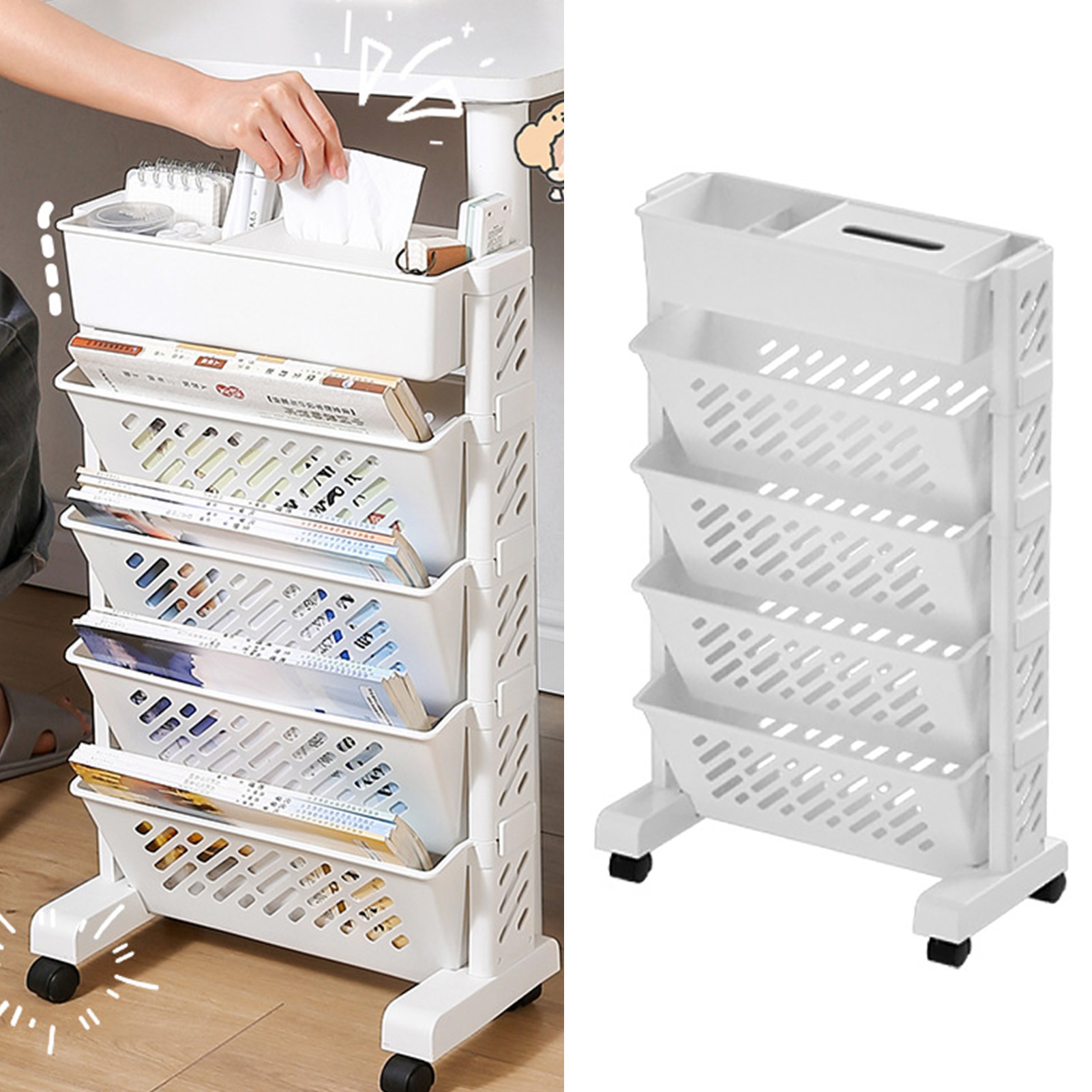 Movable Bookshelf Large Capaci - đánh giá và giá Magazine Holder Rack